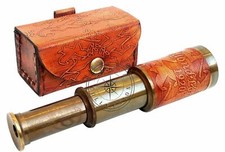 6" Dollond London Antique Brass Telescope With Leather Case
