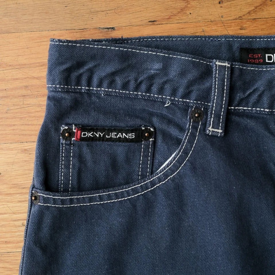 Vintage 90s DKNY Jeans Denim Mini Skirt Navy Size 2 Retro Classic Summer Casual - Image 3 of 4