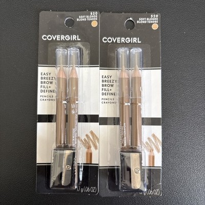 2x Covergirl Easy Breezy Brow Fill + Define Pencils Crayons #520 Soft Blonde New