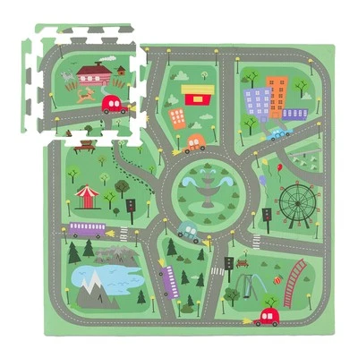 RELAXDAYS Puzzlematte Bodenmatte Stadt Baby-Krabbelmatte Spielunterlage Puzzleteppich
