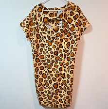 Disney The Dress Shop Bodycon Dress Leopard Print Beige 1X Cap Sleeve Cut Out