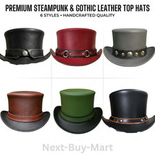 Steampunk Leather Top Hat Victorian Gothic Halloween Costume Hat