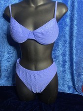 Vintage Push Up Bikini Swimsuit Purple Padded Underwire Size Medium