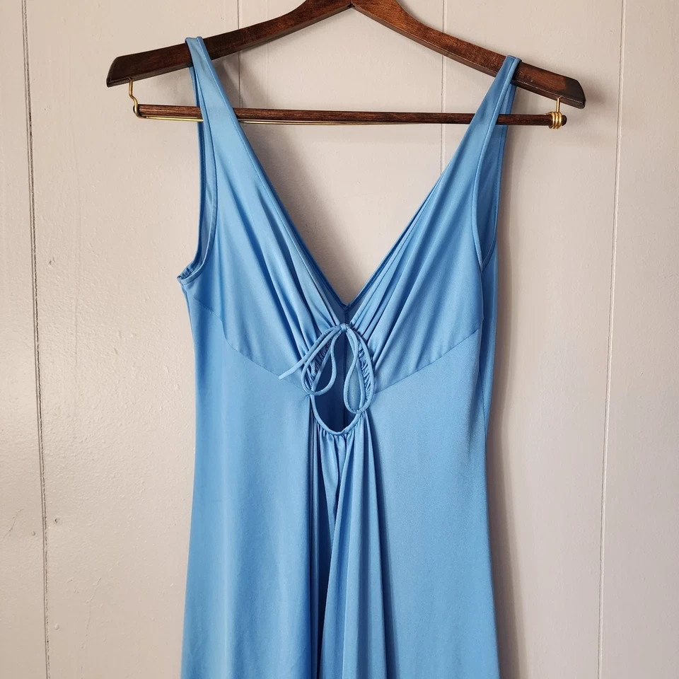 RARO Vestido sin Mangas Vintage Olga Azul Satinado Barrido Completo Estilo 9625 Ajuste Hecho en EE. UU. S Foto 4 de 4