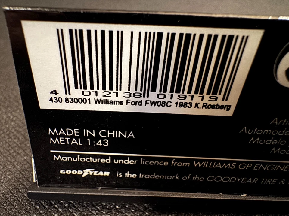 Minichamps 1:43 Williams Ford FW08C 1983 K. Rosberg #1 - Image 4 of 4