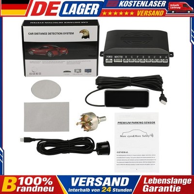 Front and Rear 8 Sensors Car Reverse Parking Kit Buzzer Alarm LCD Schwarz