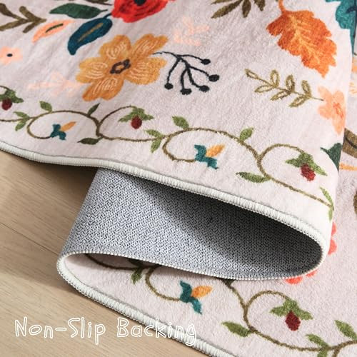 Door Mat Indoor Entrance 2x3 Rug Machine Washable Boho Floral Small Area Rug - Picture 4 of 7
