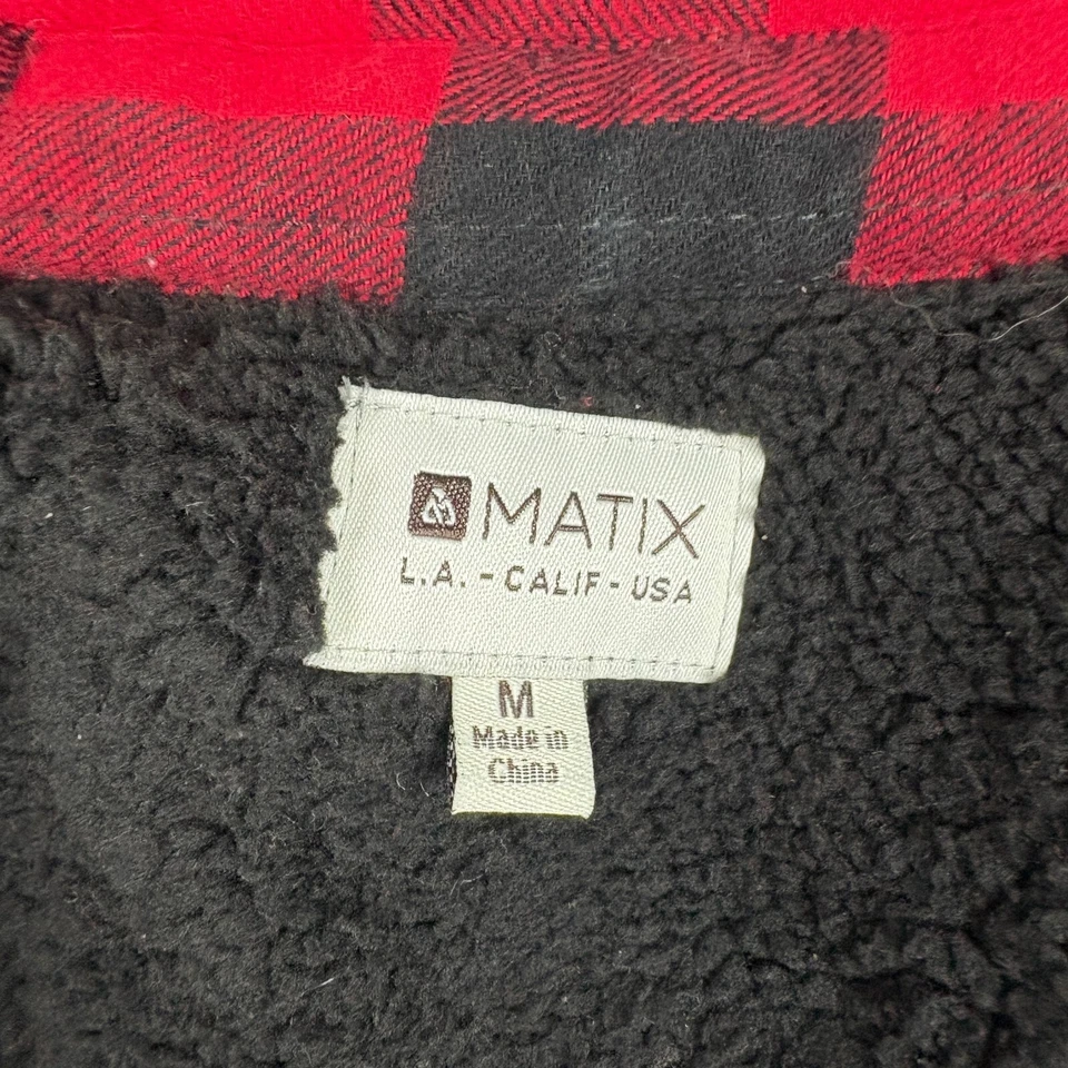 Camisa Chaqueta Matix Para Hombres Franela Gris Rojo Cuadros M Buffalo Sherpa Forrada de Vellón Foto 2 de 4