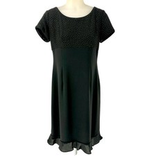 VTG  David Warren Dress Size 10 Petite Cocktail Dress Black Sequined USA Made