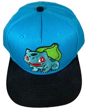 Pok mon Bulbasaur Snapback Hat - Blue/Black Cap - Embroidered - New