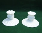 Vintage Fenton Hobnail Milk Glass Candle Holders 3.25" Tall White Set of 2