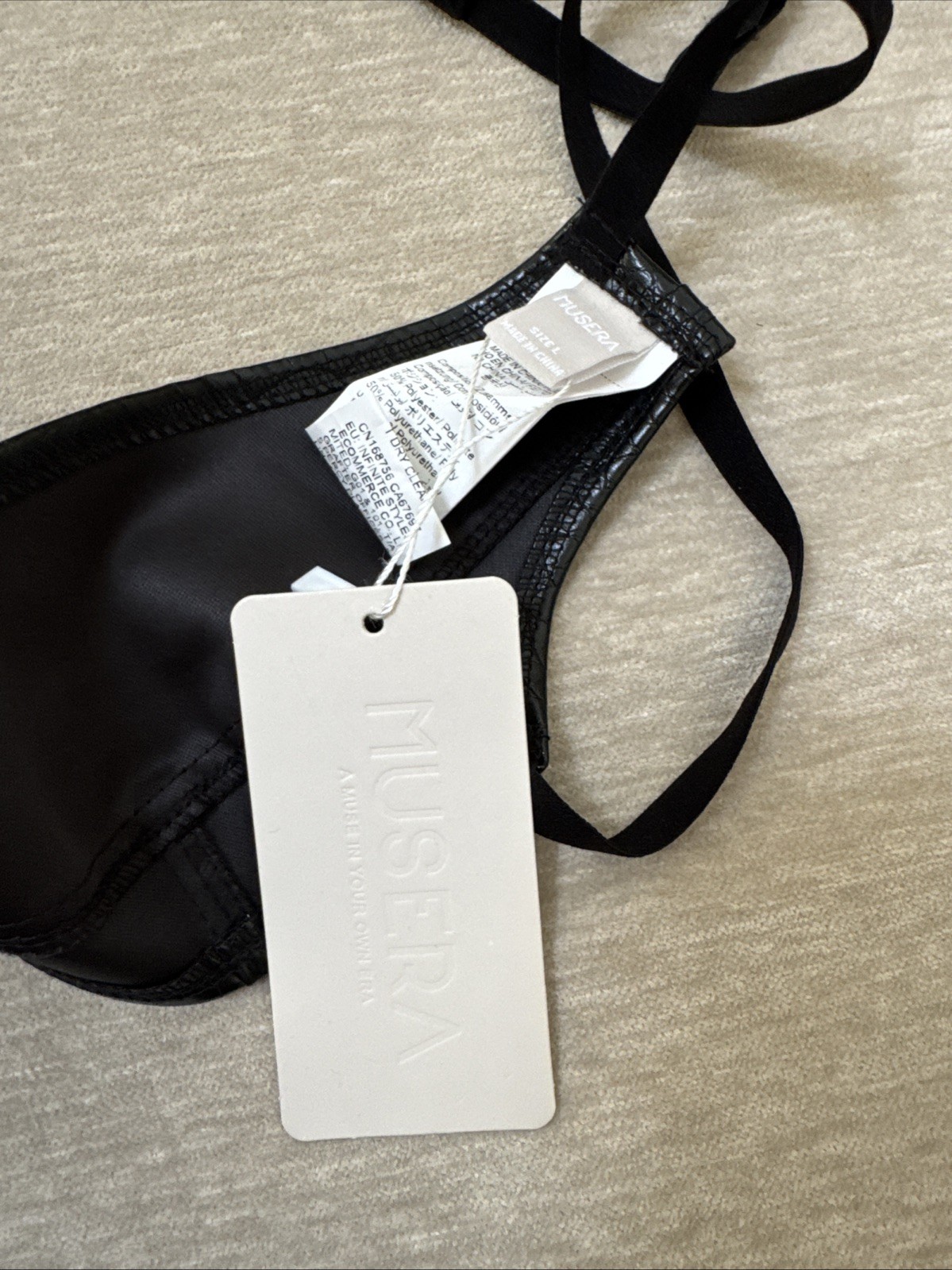 Musera Sexy Crocodile Leather Corset Bralet Top New Black Size Large