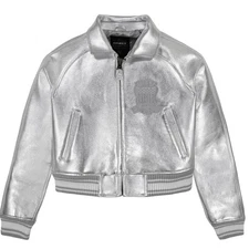 Avirex Leather Jacket Women's Real Cowhide Jacket  Cropped Metallic Icon Stylish
