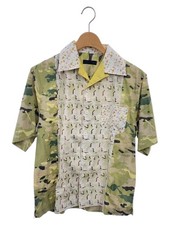 PRADA Open Collar Shirt Short Sleeve Shirt XS Cotton KHK Camouflage UCS281