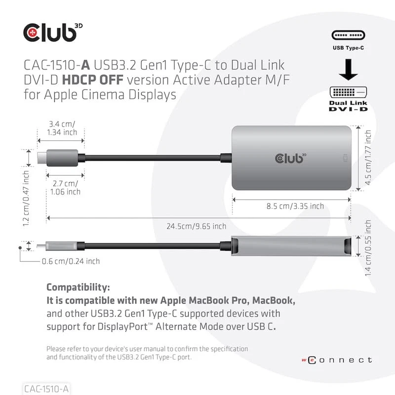 to Dual Link DVI-D Adapter 3840 x 2160@30Hz for Apple - Image 2 of 4