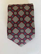 Vintage Strathmore Silk Tie Burgundy Geometric Print Made in USA Business Career