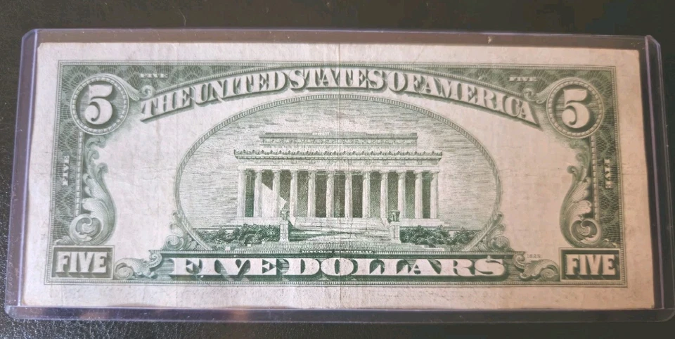 1934 C $5 Dollar Silver Certificate Blue Seal Note - Image 2 of 2