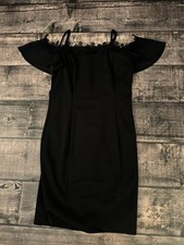 Kensie Black Off Shoulder Lace Trim Dress Size 8 Cocktail Evening