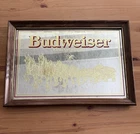 Bar Mirror Budweiser King of Beers Clydesdales Wagon 21 x 14 Vintage Framed