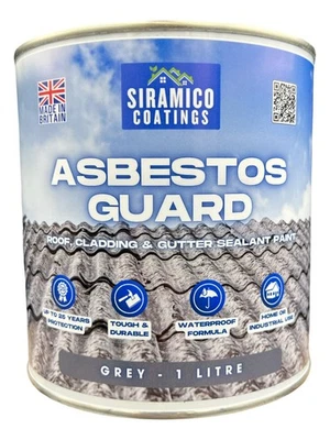 SIRAMICO Asbestos-Guard 1L Grey Sealant Paint - Protects Cladding Roofs Gutters