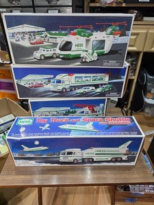 Lot of 3 Hess trucks Helicopter car Carrier Space Shuttle
