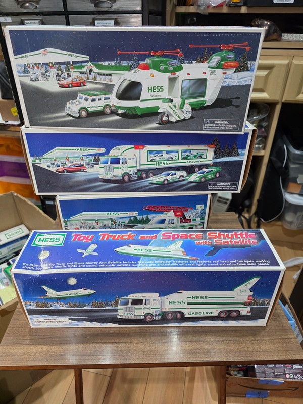 Lot of 3 Hess trucks Helicopter car Carrier Space Shuttle