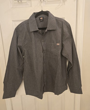 Dickies Men's Gray Pinstripe Twill Long Sleeve Button Front Work Shirt L