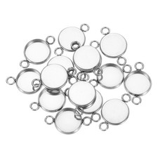 20Pcs 10mm Stainless Steel Cabochons Setting Blank Connector Base Silver 