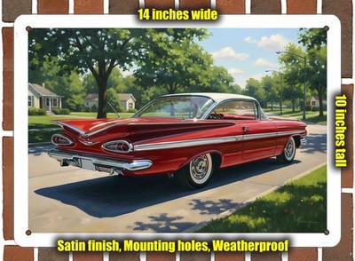 Metal Sign - 1959 Chevrolet Impala 5 Oil Painting - 14x10
