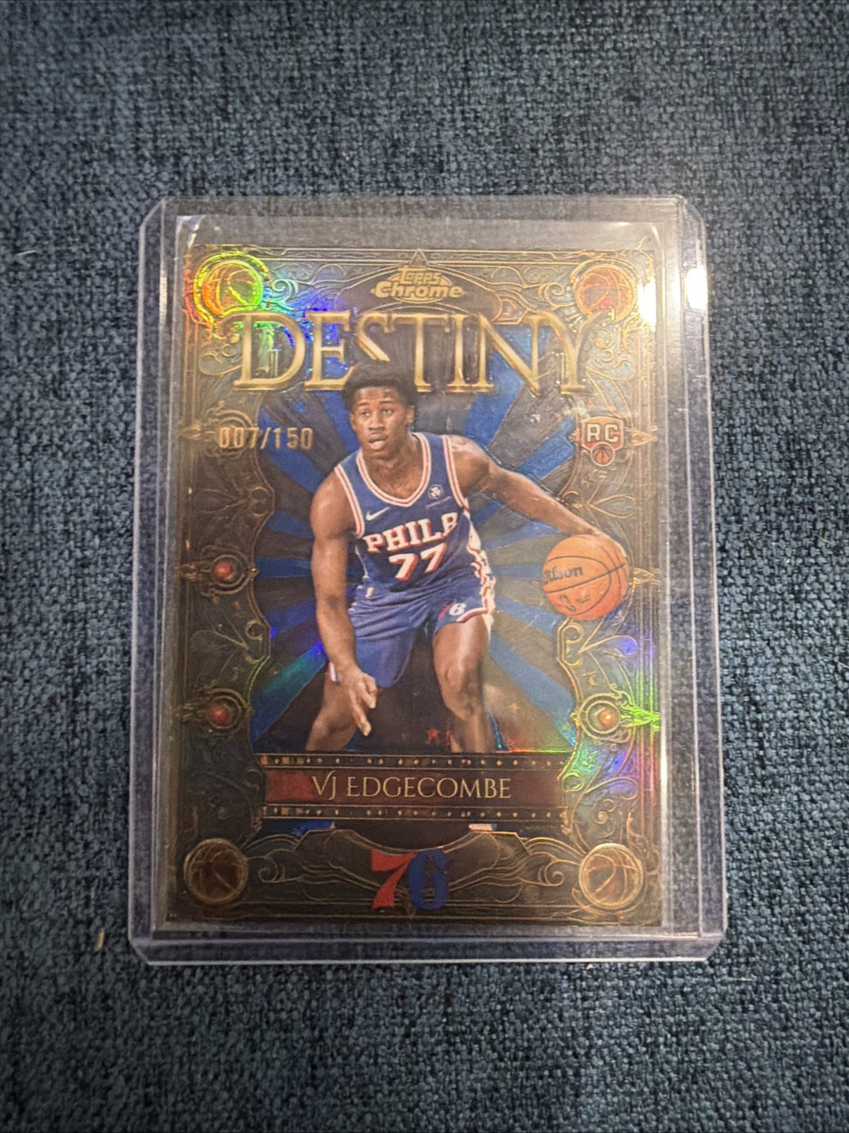 2025-26 Topps Chrome VJ Edgecombe Destiny RC Blue Refractor Rookie #/150 76ers