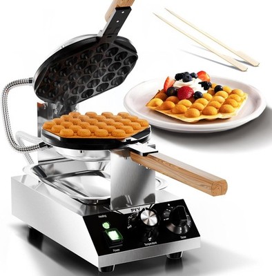 Bubble Waffle Maker Commercial Egg Puff Waffle Iron Machine 180° Rotating