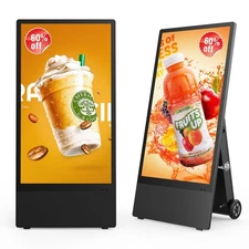 43in Rechargeable 4K UHD Outdoor Digital Signage Displays Smart LCD Split Screen