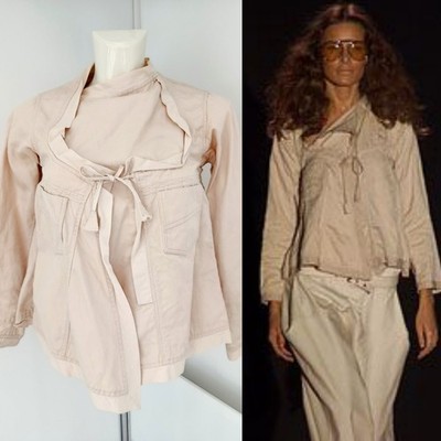 Gucci SS 2002 Tom Ford Runway Jacke Damen Khaki Asymmetrisch Avantgarde 40 S