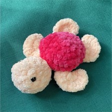 Crochet Handmade Cream and Pink Turtle Mini Plushie