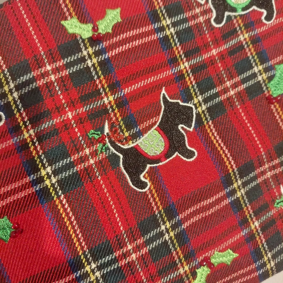 Bolso de Mano Kim Rogers Mujer Rojo a Cuadros Navidad Vacaciones Scottie Perro Bordado Foto 4 de 4