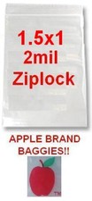 1000 APPLE BRAND 1510 1.5x1 CLEAR RESEALABLE BAGS 1,000 baggies 1.5"x1" 1 1/2