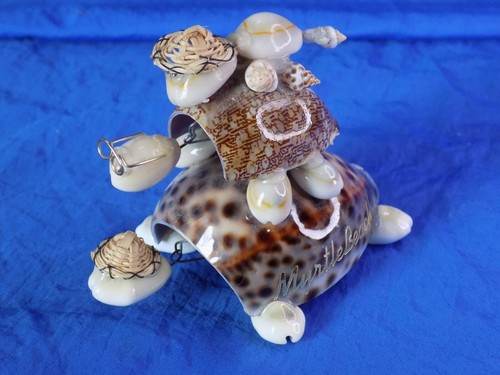 Myrtle Beach Piggyback TURTLES w/ Bobbing Heads Made from Shells Souvenir