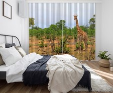 3D Giraffe Tree ZHUA4396 Animal Photo Curtain Window Blockout Fabric Amy 2023