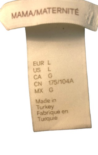 H&M Maternity Dress Large Green White Block Print Floral Knit V Neck 3/4 Sleeve - Afbeelding 4 van 5