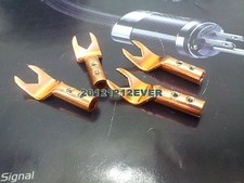4x Pure Copper Speaker Cable Spade Plug hifi audio connector non solder