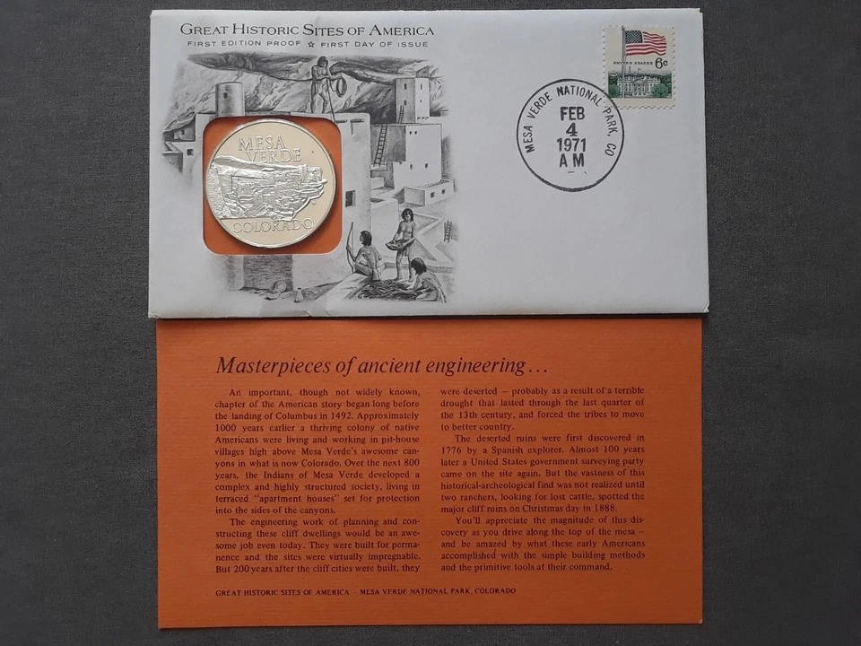 1971 Franklin Mint, proof silver medal COLORADO-MESA VERDE - Image 3 of 4