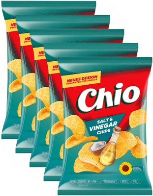 Chio Chips Salt & Vinegar - Gesalzen & Essig - 5 Tüten je 150g