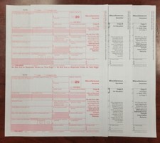 2020 IRS Tax Form 1099 MISC 10 Recipients LASER 3 Pt - No Envelopes
