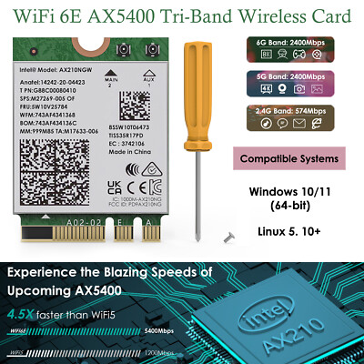 2025 Tri-Band AXE5400 NGW WiFi 6E Wireless Card Intel Bluetooth PC Wifi Adapter