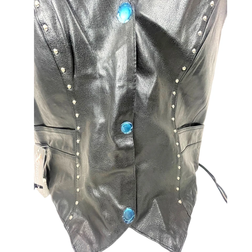 Leather Motorcycle Vest 3XL Biker Riding Black GearXelement XS628 Rock Punk NEW - Image 2 of 4