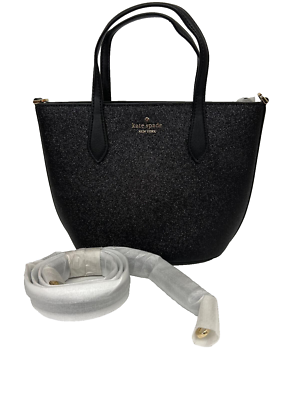 Kate Spade Glimmer Small Black Glitter Fabric Satchel Crossbody