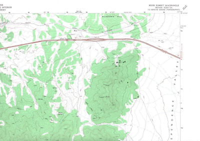 Moor Summit, Nevada 1982 Vintage USGS Topo Map 7.5 Quadrangle with Markings