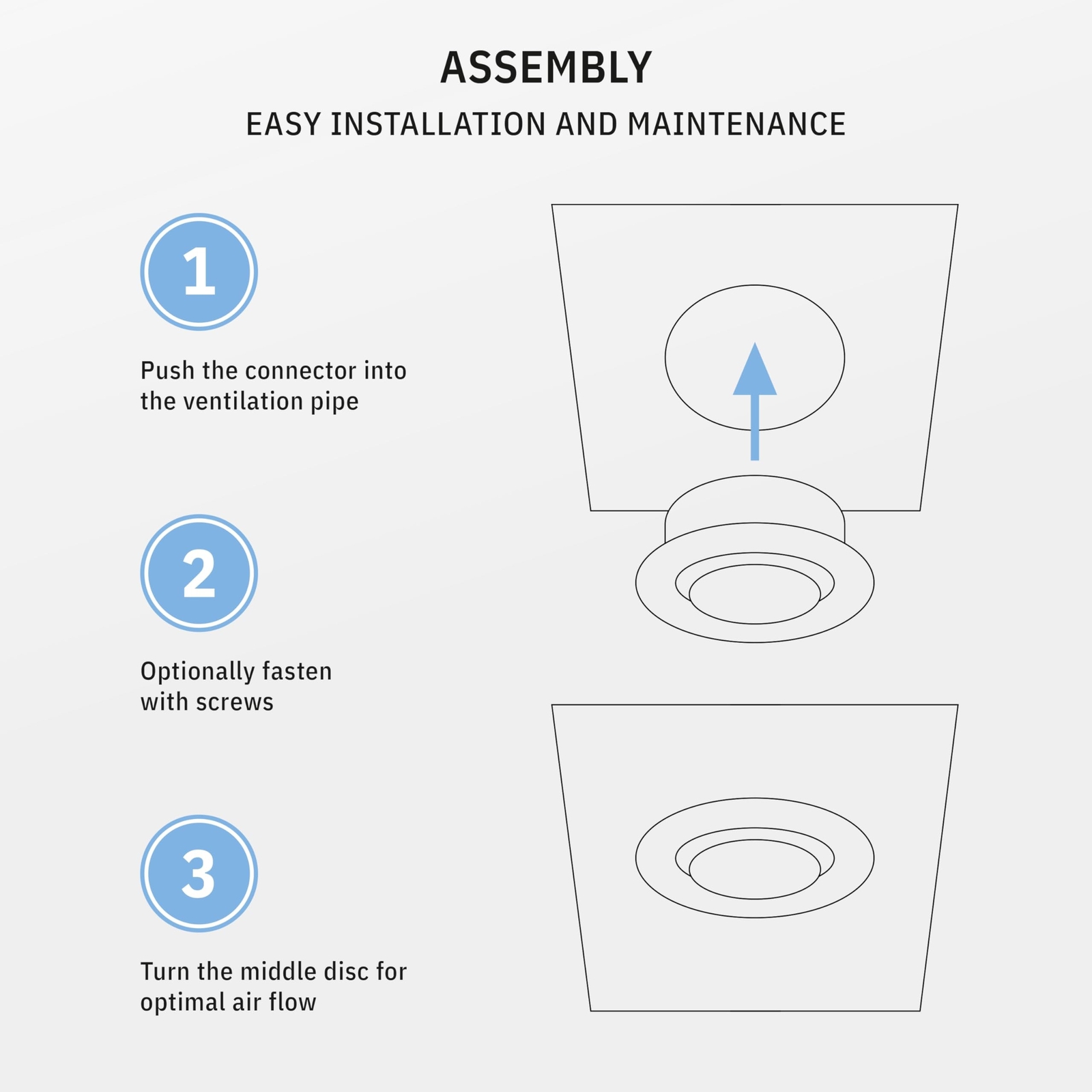 calimaero® Round Vent Cover TVSA 6 Inch Small Round Air Vent with adjustabl