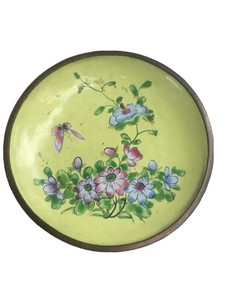 Adorable Antique Chinese Metal Canton Enamel Small Tray