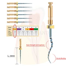 6pcs Dental Endo Taper NITI Limas Rotativas Uso Motor Canal Curvo 25mm